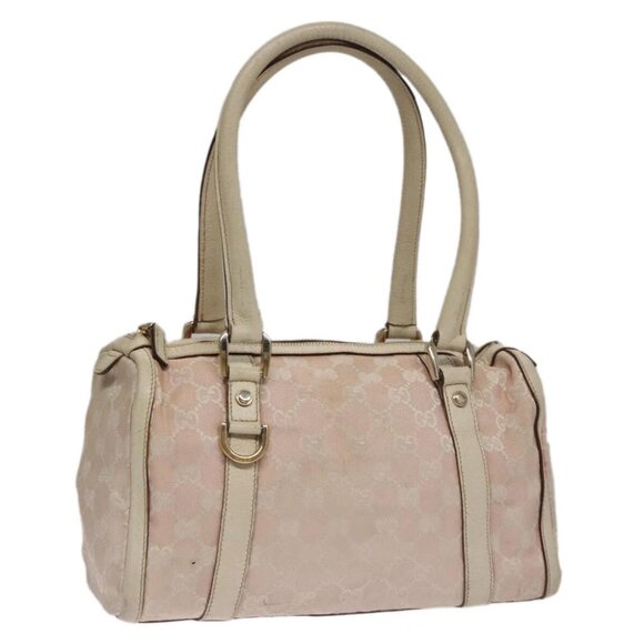GUCCI GG Canvas Hand Bag Pink White gold - Picture 1 of 15